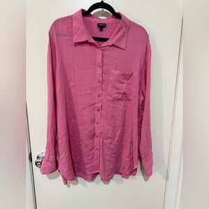 Torrid Women's Stretchy Long Sleeve Pink Button Down Shirt Size 1